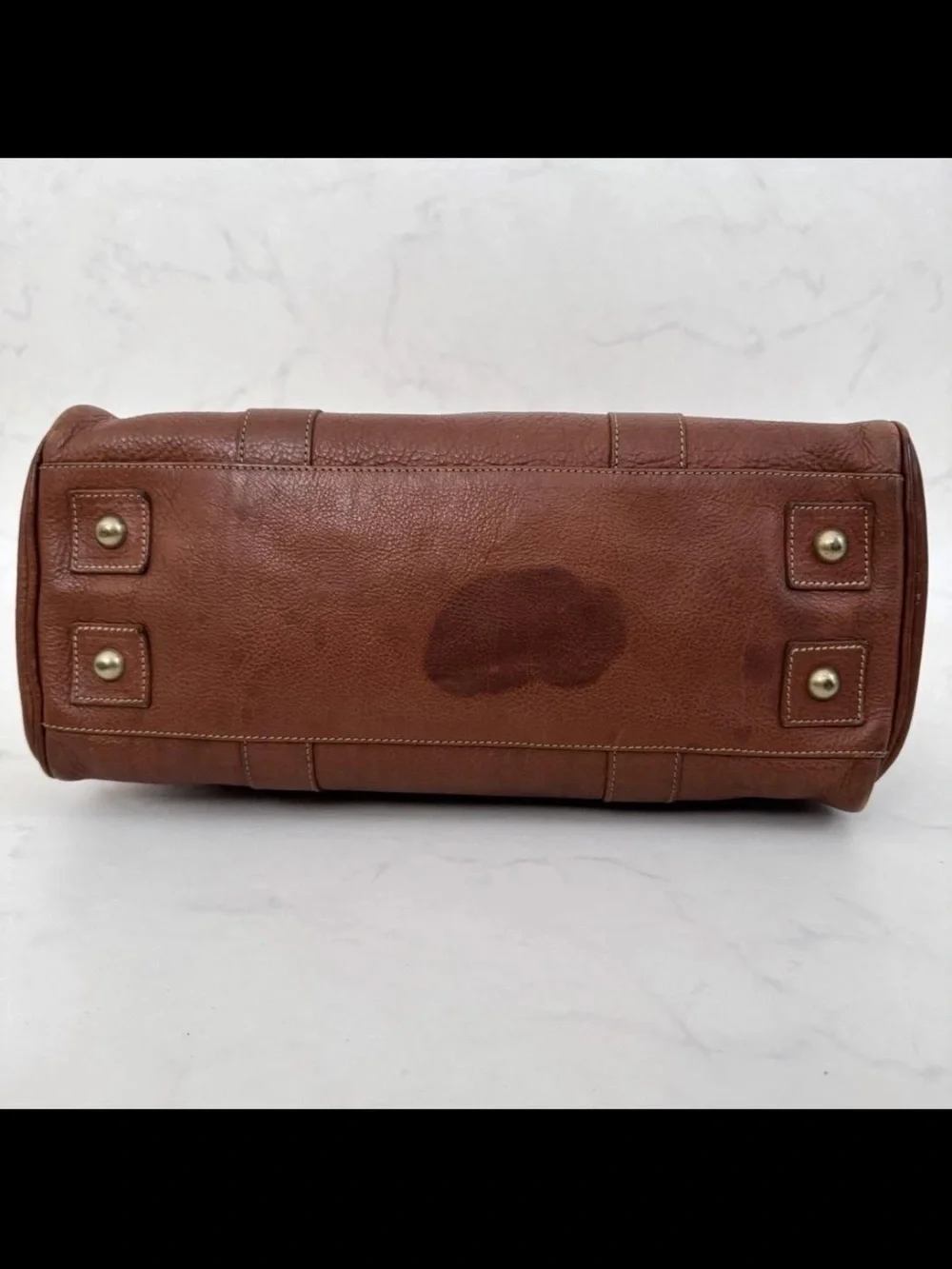 Mulberry Brown Leather Bayswater-Style Satchel with Gold Hardware